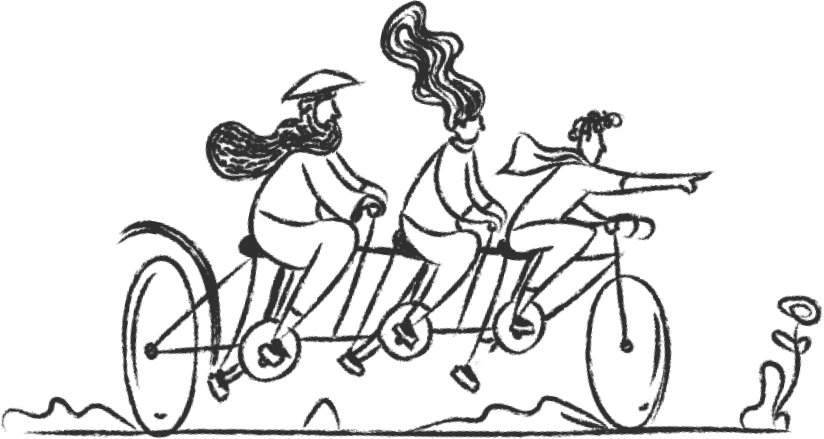 Family on a bike going forwardFamily on a bike going forward