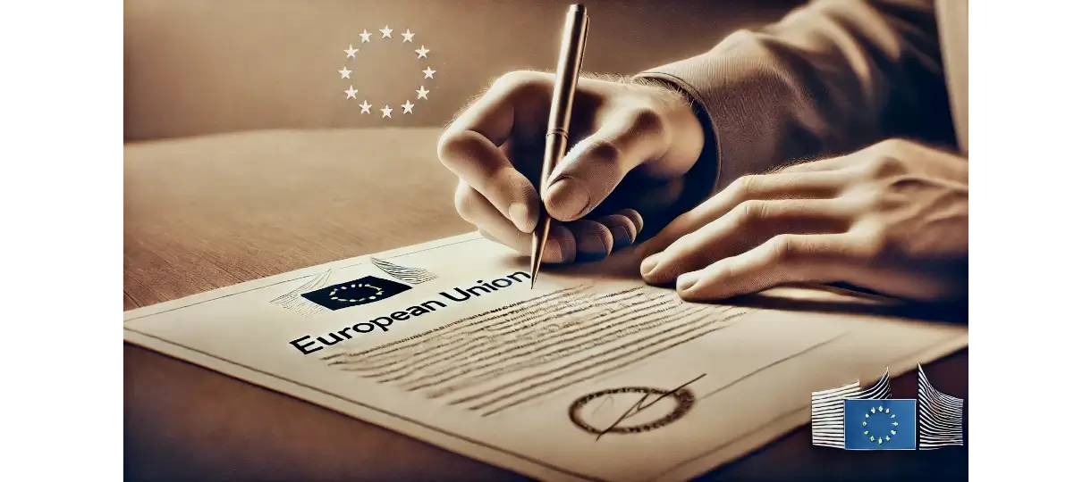 Registertration of a person signing a EU document at an office