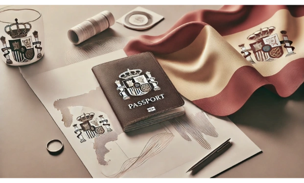 Artistic depiction of Spanish architecture and cultural elements, symbolizing cultural readjustment.